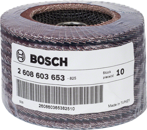 Disco abrasivo de láminas Bosch para el acabado de metales.